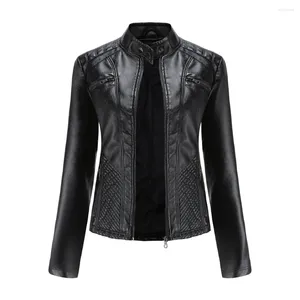 Women's Leather In 2024 Spring Autumn Pu Jacket Fashion Casual Streetwear Coats Office Lady Black Zipper Jackets Outerwear