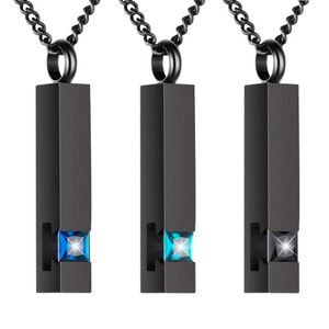 Correntes 3 Pcs Cristal Cremação Jóias para Cinzas Prata Urna Colar Cinzas Birthstone Cubo Urnas Memorial Pendant306h