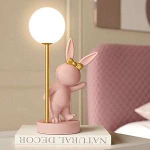 Novelty Items Nordic Rabbit Table Lamp Luxury Birthday Wedding Gift Nightlights Ins Cute Bunny Bedroom Decoration LED Atmosphere Night Light 231216