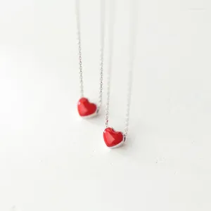 Ketten Modeschmuck Liebhaber Geschenke 925 Sterling Silber Rotes Herz Anhänger Halsketten Für Frauen Dame Echte Splitter Halsband Halskette