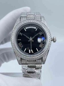 Wristwatches "Men's Watch - Full Diamond Roman Face Calendar Window Mechanical Movement Dive