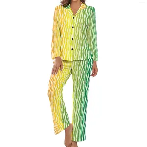 Women's Sleepwear Colorful Zebra Pajamas Rainbow Stripes Casual V Neck Nightwear Women 2 Piece Custom Long Sleeve Warm Pajama Sets