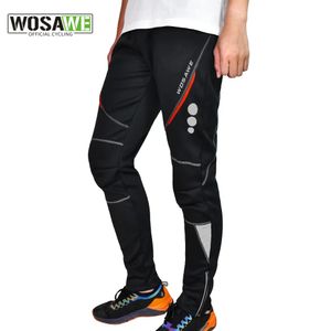 Cykelbyxor Wosawe Windproect Men's Cycling Pants Winter Fleece Foder Waterproof Warm Mountain Bike Bicycle Riding Fishing Fitness Trousers 231216