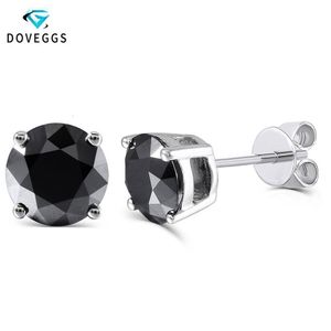 Doveggs Sterling Solid 925 Silver 2CTW 6 5mm Black Round Moissanite Diamond Stud Earrings for Women Push Back Earring smycken CJ19349J