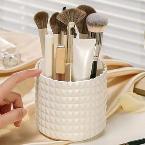 Storage Boxes Makeup Box Rotating Grids Brush Holder With Transparent Cover Dustproof Organizer For Vanity Cup