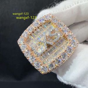 고급 힙합 골드 도금 925 스털링 실버 남성 VVS Moissanite 챔피언십 링