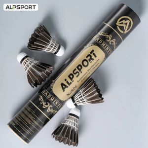 배드민턴 셔틀 콕스 Alpsport 806 배드민턴 셔틀 콕스 12pcs 블랙 거위 깃털 배드민턴 공 훈련 배드민턴 스포츠 77 76 속도 231216