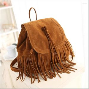 Schooltassen 2023 Vrouwen Kwastje Rugzakken Meisjes Vintage Suede Schouder Reizen Backbags Mochilas Sac A Dos