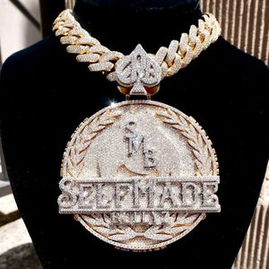 Hip Hop Pendant Bling Luxury Iced Out Moissanite Jewelry Sterling Silver Diamond Charm Custom Necklace