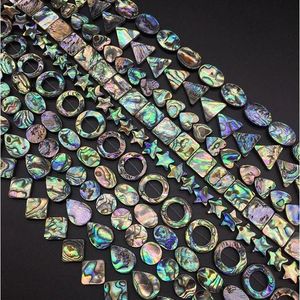 Lot Rainbow Paua Abalone Shell Coin Oval Square Square Rectrop Teardrop Triangle Oval Donut Star Beads Jewelry Makin303S
