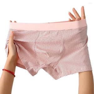 Underpants Men Sexy Striped Boxers Briefs U Pouch Breathable Sweat Shorts Low Waist Underwear Casual Loose Comfy Lingerie