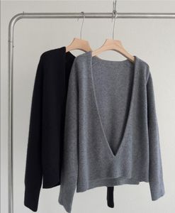 Row *New style cashmere wool knitted sweater for women with large V-neck, layered sweater for women with thick sweater