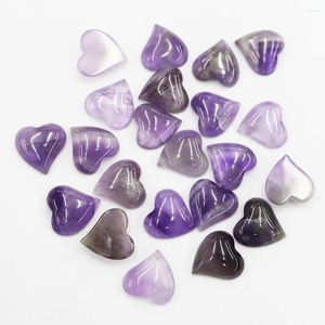 Pendant Necklaces 18MM Good Quality Natural Heart Shaped Amethyst Stone Ornament Reiki Crystal Charms Gemstone Home Decor Jewelry Wholesale