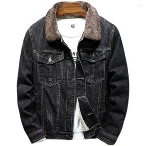 Jaquetas masculinas inverno homens preto denim casacos lã quente jean de alta qualidade algodão masculino fino ajuste e tamanho 6xl