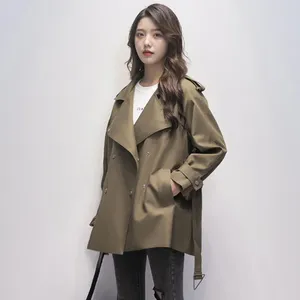 Casacos de Trench das Mulheres 2023 Outono Mulheres Moda Casaco Feminino Solto Causal Windbreaker Elegante Temperamento Outwear Coreano Jaquetas de Cor Sólida