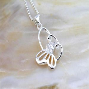 Pendant Necklaces Wholesale 925 Sterling Silver Unique Shape Butterfly Crystal Jewelry Necklace For Women/men Chain