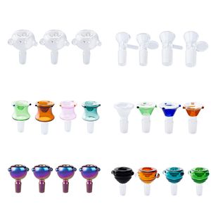 Headshop214 Smoking Pipe Glass Bong Bowl Mushroom Style Flower Style 19mm Male Female Colorful Dab Rig Bubbler Bong Pipes Glass Bowls 9 Models