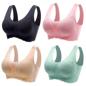 Completo da yoga, set da 4 pezzi da donna, di biancheria intima in lattice di grandi dimensioni, gilet sportivo senza tracce, collezione anti-cedimento, reggiseno per il sonno dei seni laterali