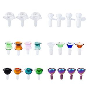 Headshop214 Smoking Pipe Tobacco Dome Bowl Mushroom Style Flower Style 19mm Male Female Colorful Dab Rig Glass Water Bong Bubbler Pipes Glass Bowls 9 Models