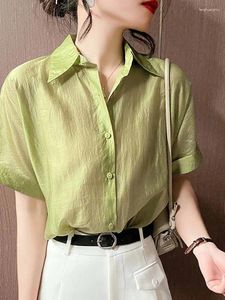 Women's Blouses Korean Fashion Commuter Sunscreen Shirt Women 2023 Summer Polo Collar Short-sleeved Loose Casual All-match