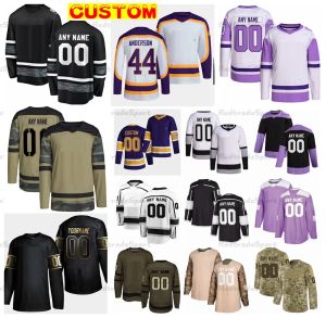 2023リバースレトロカスタムArvidsson Hockey Jerseys Anderson 9 Adrian Kempe Iafallo Byfield Danault Camos Cancer Matt Roy Petersen Moor