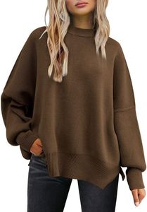 Kvinnors tröjor Lillusory Women's Crewneck Batwing Long Sleeve Sweaters 2023 Fall Overdized Ribbed Knit Side Slitt Pullover Tops