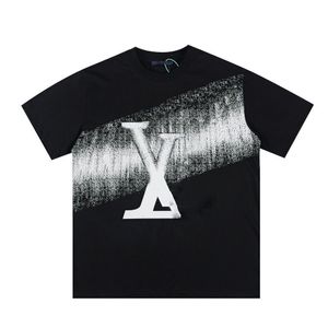 Męskie designerka t-koszuli Casual Men's Classic Monogram Print Modna okrągła szyja Czarna i biała lato Paris Bawełna T-shirt