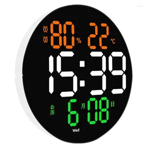 Orologi da parete Orologio digitale a LED da 10 pollici con data e allarme con allarmi e temperatura per la decorazione del soggiorno domestico