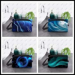 Cosmetic Bags Blue Abstract Bag Ladies Fashion Large Capacity Box Beauty Storage Wash