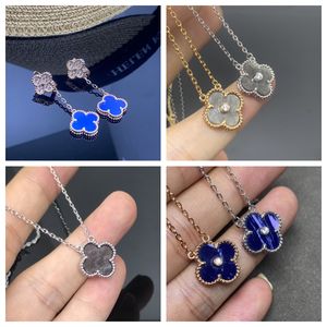 Four Leaf Clover Earrings Stud Designer Jewelry Luxury Pendant Necklaces Bracelet Earring Gold Silver Mother of Pearl High version Women Necklace