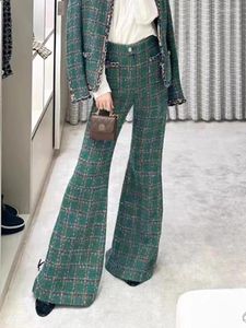Women's Pants Jelly Autumn And Winter 2023 High Level Customized Celebrity Small Fragrant Wide Leg Bell-bottoms Waist C