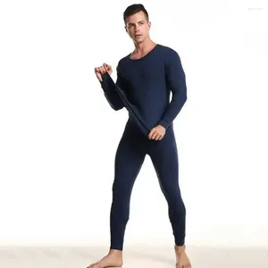 Men's Tracksuits Winter Warm Underwear Set Thick Fleece Lined Soft Elastic Open U Convex Long Johns Base Layer Pajama Thermal Top Pants