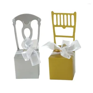 Envoltório de presente 25/50pcs mini cadeira de prata de ouro caixa de doces criativo casamento favor presentes caixas saco de embalagem com fita aniversário