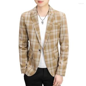 Ternos masculinos de alta qualidade xadrez moda tendência elegante high-end simples negócios casual entrevista trabalho compras casaco fino