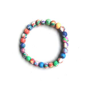 Wholesale 24pcs/pack 6mm Children's Bracelets Multicolor Stretchy Polymer Clay Bracelet