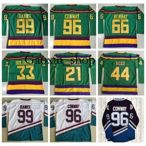 ガオキシントップ映画Mighty Green Ducks Hockey Jerseys 96 Charlie Conway 99 Adam Banks 66 Gordon Bombay 44 Fulton Reed 33 Greg Goldberg 21 Dean Portman