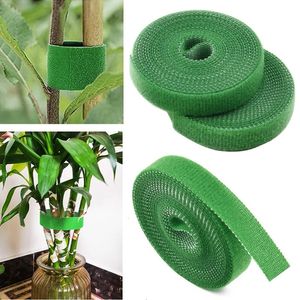Sadzatyty doniczki 3 Rolls Green Garden Sznurek Plant Nylon Bandage Hook Loop Bamboo Cane Wrap Akcesoria 231216