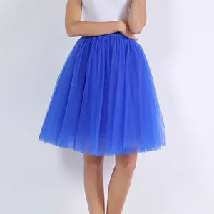 Kjolar högkvalitativa mode tyll kjol veckade tutu kvinnor lolita petticoat brudmaids midi jupe saias faldas