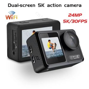 Videocamere per azioni sportive 2023 Fotocamera 5K Ultra HD Remoto Wireless 24MP 30FPS Sport Anti-vibrazione WiFi Doppio schermo 170 Telecamera grandangolare impermeabile 231216