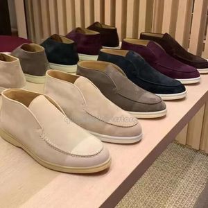 Luxur Designer LP Loafers Shoes Open Walk Suede Loro Pianas Shoes Ankle Boots Fashion Women glid på herrarna Walking Flats Short Boot