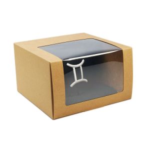 Neuankömmling Kraftpapier-Geschenkbox mit durchsichtigem Kunststofffenster Universal-Spitzenkappen-Verpackungsbox BJ