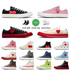 Low Top Canvas Designer Sapatos Casuais Chucks Taylors Mulheres Mens 1970s High Multi-Heart Commes Des Garcons x Classic 70 Branco Preto Vintage Treinadores Planos Sapatilhas