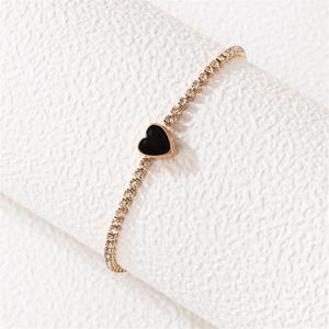 Bangle Huatang Korean Style Crystal Love Heart For Women Fashion Gold Color Alloy Justerbara metallarmband Party Jewelry 210592507