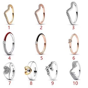 S925 Sterling Silber neuer zweifarbiger herzförmiger Ring für Mädchen, Ring für Paare, Verlobungsgeschenk