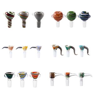 Headshop214 Heady Color Glass Bowl Smoking Pipe Glass Bongs Bowls Big Handle Sticker 14mm Male Female Dab Rig Bubbler Water Pipes Accessories