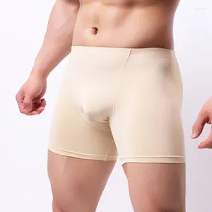 Underpants European Low Rise Waist Men's Ice Silk Pants U Convex Design Anti-Wear Flat Corner Leisure Sports Boxers