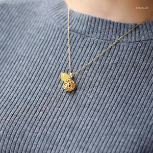 Pendant Necklaces Natural Hetian Jade S925 Sterling Silver Gilt Jasper Beeswax Bead Fu Lu Gourd Hollow