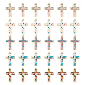 Hänghalsband 30st. EMAMEL CROSS CHARMS METAL ELLOY för DIY -smycken som gör handgjorda armbandhalsbandsfarkostfynd