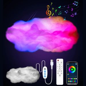 Decorative Objects Figurines Remote Control with Bluetooth Compatible LED RGB USB Smart Clouds Night Lamp Easy Installation for Party Supplies 231216