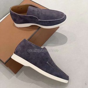 Loro Pianas Shoes Couples Shoes LP Loafers Women Walk Charms Embellished Suede Moccasins Genuine Leather Casual Flats Men Designers 699